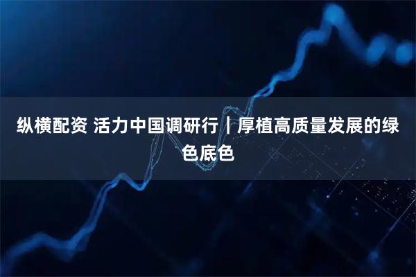 纵横配资 活力中国调研行｜厚植高质量发展的绿色底色