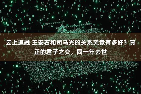 云上速融 王安石和司马光的关系究竟有多好？真正的君子之交，同一年去世