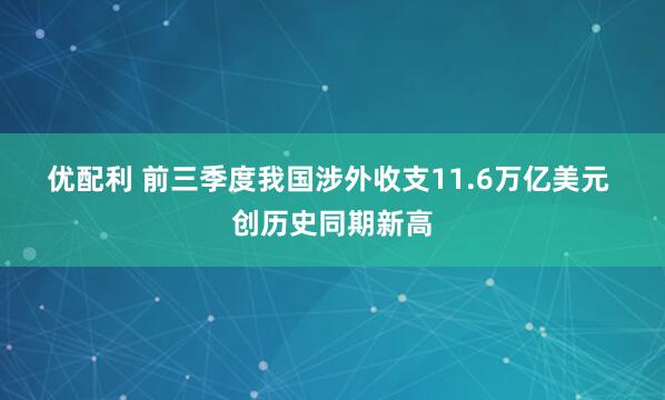 优配利 前三季度我国涉外收支11.6万亿美元 创历史同期新高